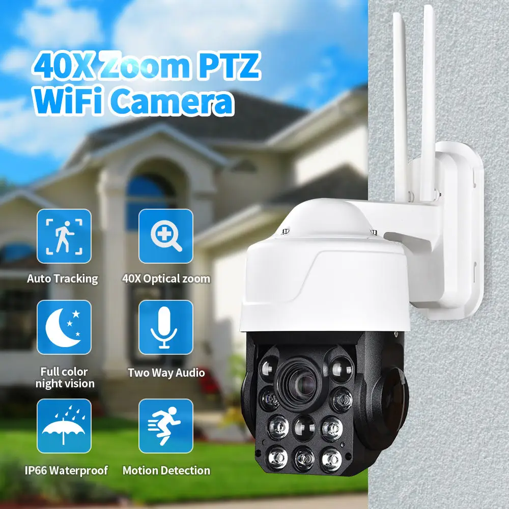 3MP Wireless PTZ 40X Optical Zoom IP PTZ CCTV Camera Night Vision Speed Dome Surveillance Security Camera Outdoor 4G