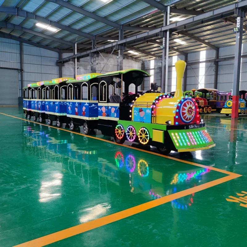 High Quality Amusement Park Facility Fiberglass Trackless Trains Rides for Children