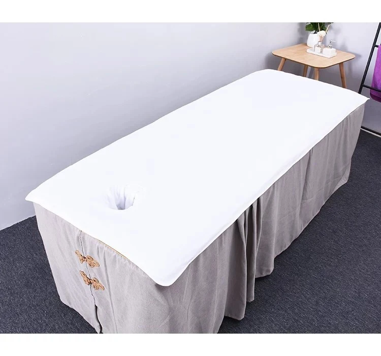 Spa beauty Flat Sheet Microfiber Comfortable Soft Polyester Water Absorbent Bath Towel Massage Bed Sheet with hole