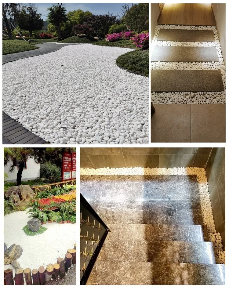 Landscaping clean polished white round pebble tumbled snow white decorative stone gravel aggregates for garden