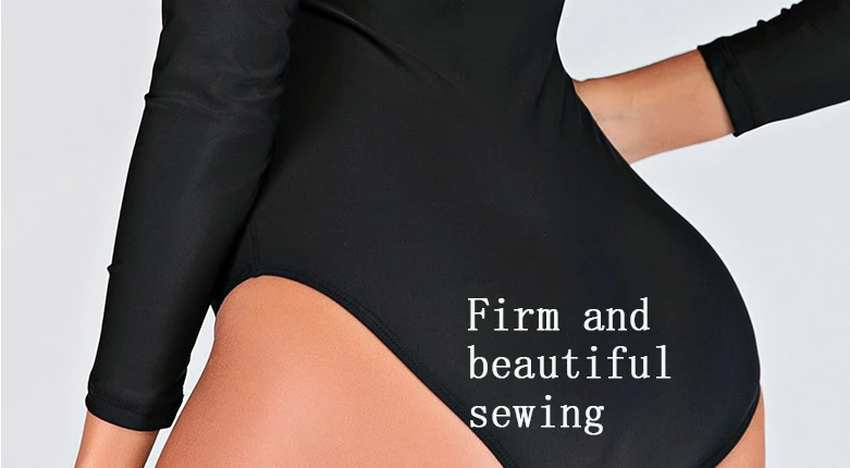 Слитный купальник Sbart с длинным рукавом женский купальный костюм черного цвета большого размера треугольный Монокини