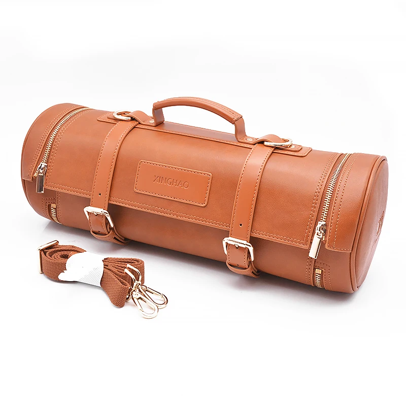 Factory Custom Leather Bartender Kit Bag High Quality Kitchen Chef Tool Crossbody Bag Heavy Duty Knife Roll Bag