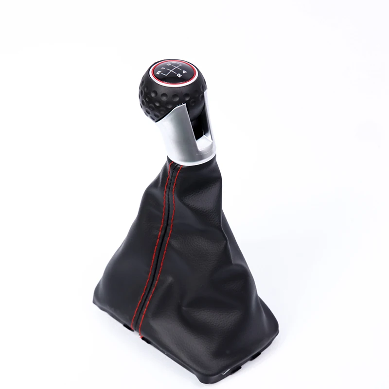 Fasctory good manual speed leather car gear lever gear shift knob with dust cover for vw golf 5 golf 6 mk5 gti
