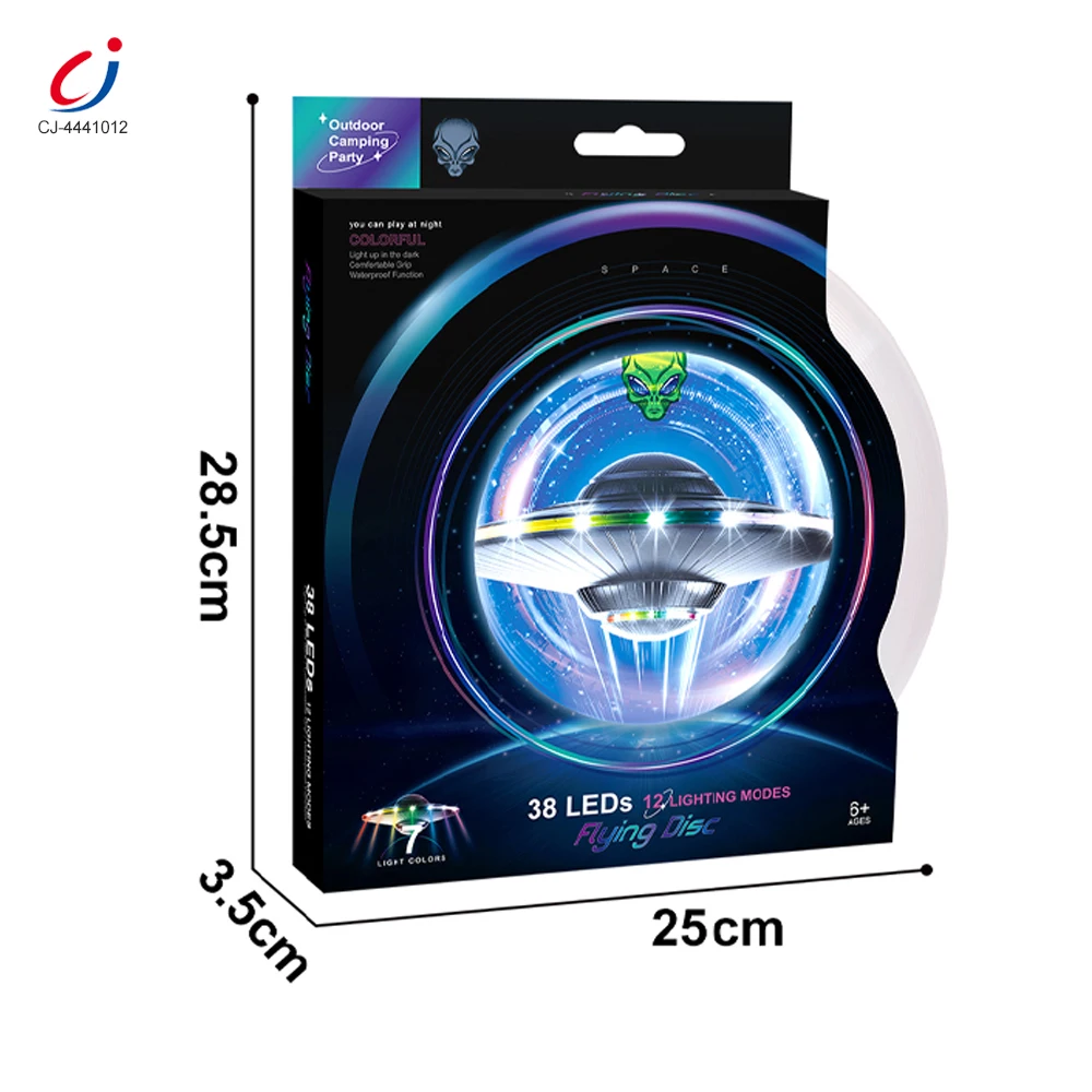 Chengji outdoor sport play flying boomerang disc toy kids launcher led colorful light up rotate flying disc toys