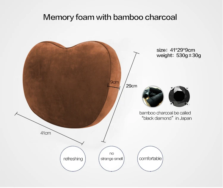 Bamboo charcoal core Lumbar Pillow Office School Chair Memory Foam Back Posture Pillow