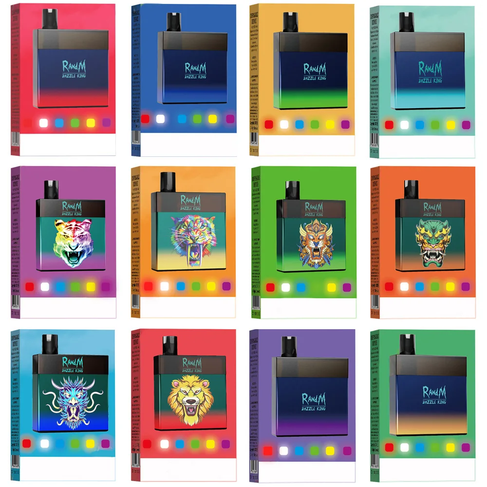 Оптовая продажа цена randm Dazzle упаковочной коробке аккумуляторная R M Dazzle King vape ручка со светодиодной RGB свет