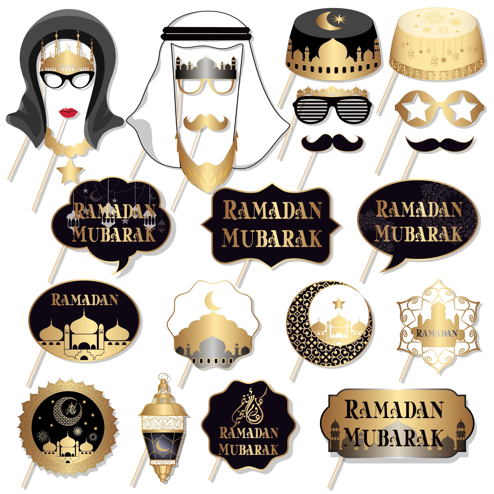 PZ216 Eid Mubarak Ramadan Decoration Party Supplier Photo Props Ornament Photography Props Paper 25 PCS DIY