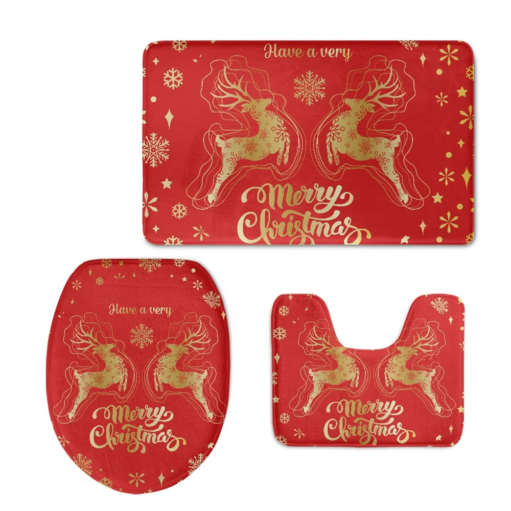 Wholesale Toilet Seat Covers china Red Christmas Design Toilet Seat Cover Moose Christmas Tree Pattern Toilet Cover Seat