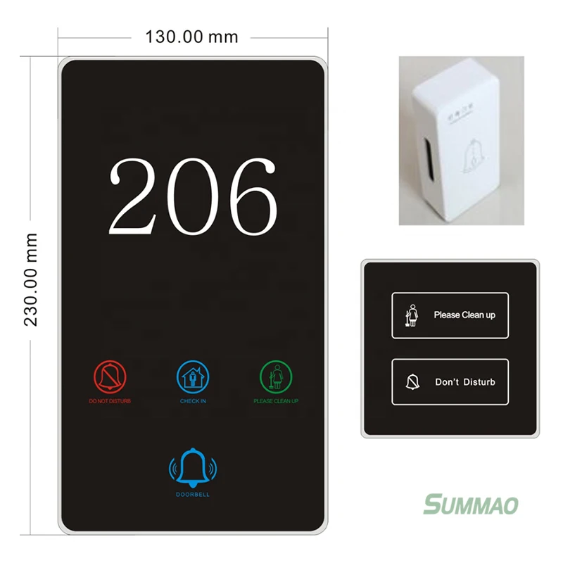 Electronic Hotel Doorplate Glass Touch Screen Doorbell Switch Room Number Led Digital Display Door Plate