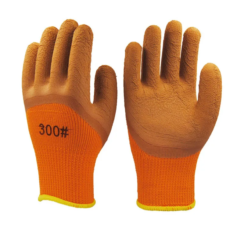 High Quality Half Rubber Dipped Heavy Duty Industrial Construction Terry Warm Winter Latex Foam Coated Hand Job Work Gloves 300