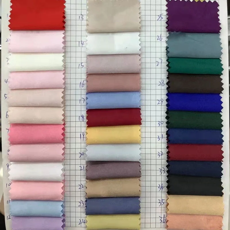 Stock wholesale stretch colors polyester spandex material weave solid satin silk fabric for dresses