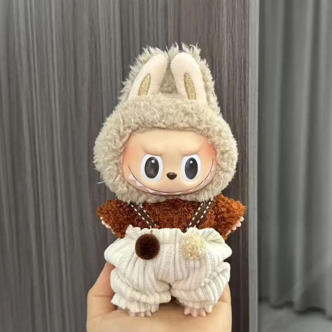 Labubu 17cm Unisex Vinyl Doll Cute Climbing Dress Plush Toy with Plastic Clothes Unisex Vinyl Dolls & Accessories