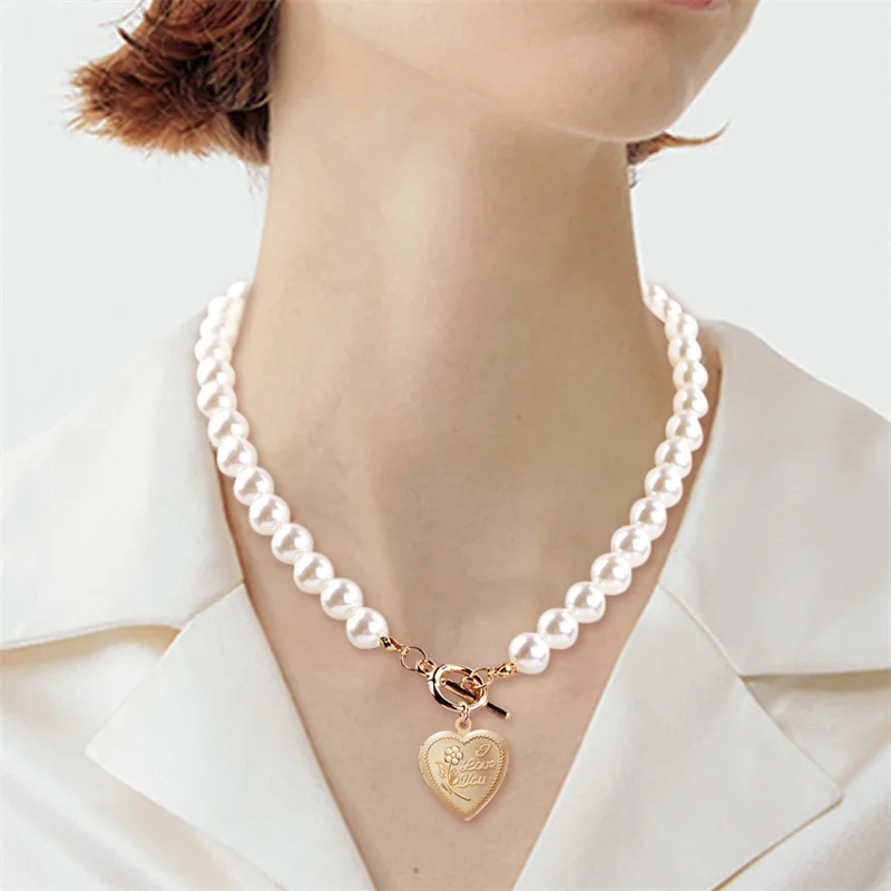 Elegant Fresh Water Pearl Choker Necklace Jewelry Classic Heart locket  Charm  For Photos Pendant Necklace