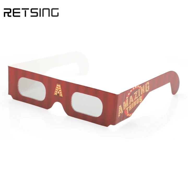 Custom Printing Paper Disposable Cinema Anaglyph Linear Polarized 3D Glasses For Movies