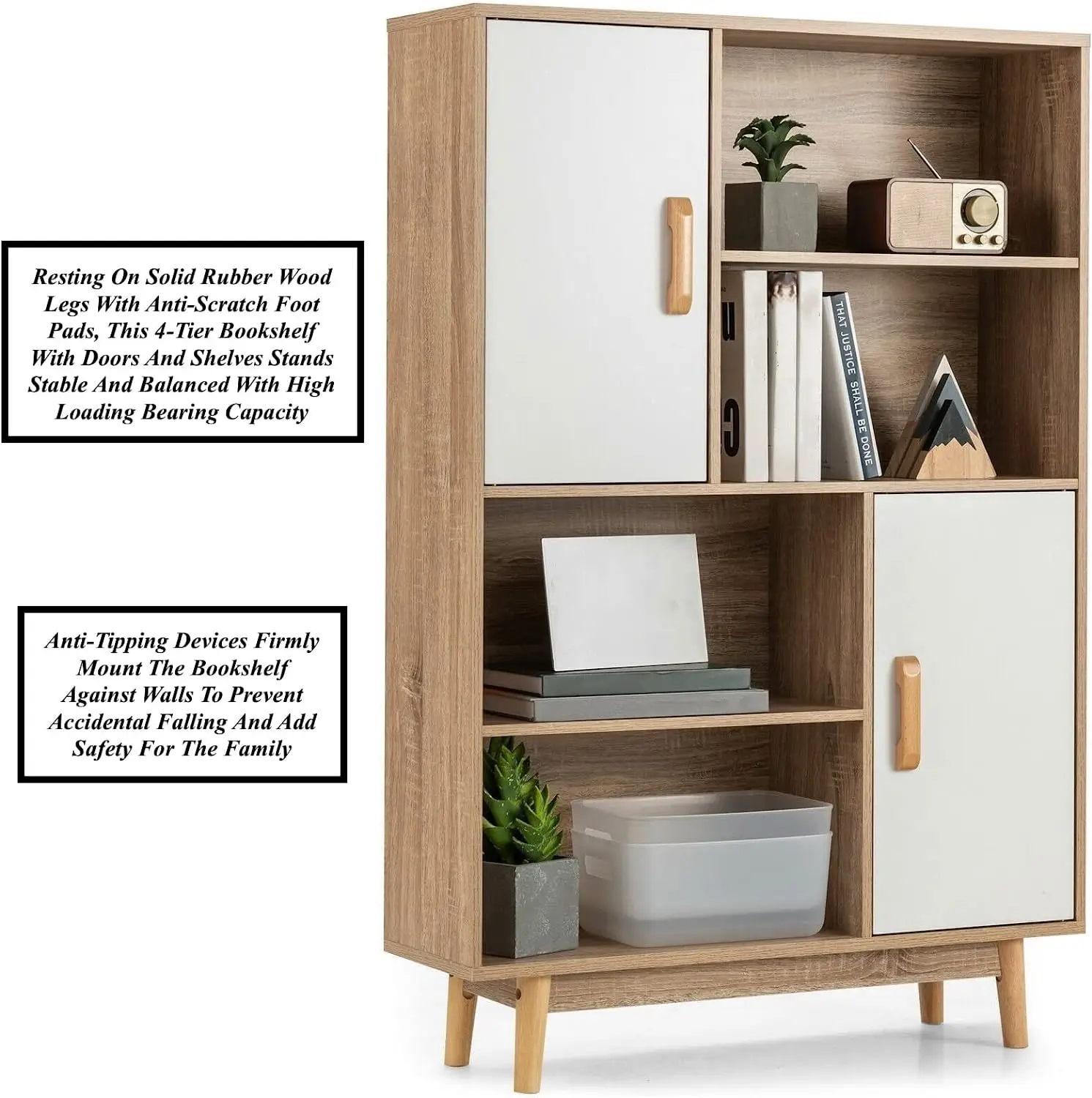 Custom multiple storage wood cupboard natural storage cabinet sideboard design shelves MDF standing bookcase bookshelf