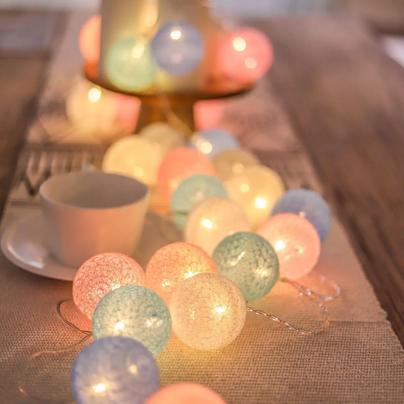 Led 6CM Colorful Cotton Ball String Christmas Holiday Decorative Lights Star Flashing Lights Atmosphere Lights