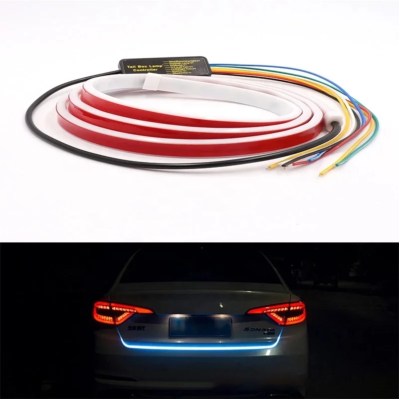 Новинка 120 см 60 светодиодов Автомобильная Водонепроницаемая RGB задняя багажная Поворотная сигнальная лента сигнал поворота парковочная лампа задний фонарь