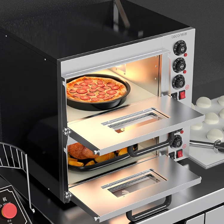 Large Capacity Pizza Oven 12 Inch Electric Oven For Pizza 300 Degrees Oven Double Deck Commercial