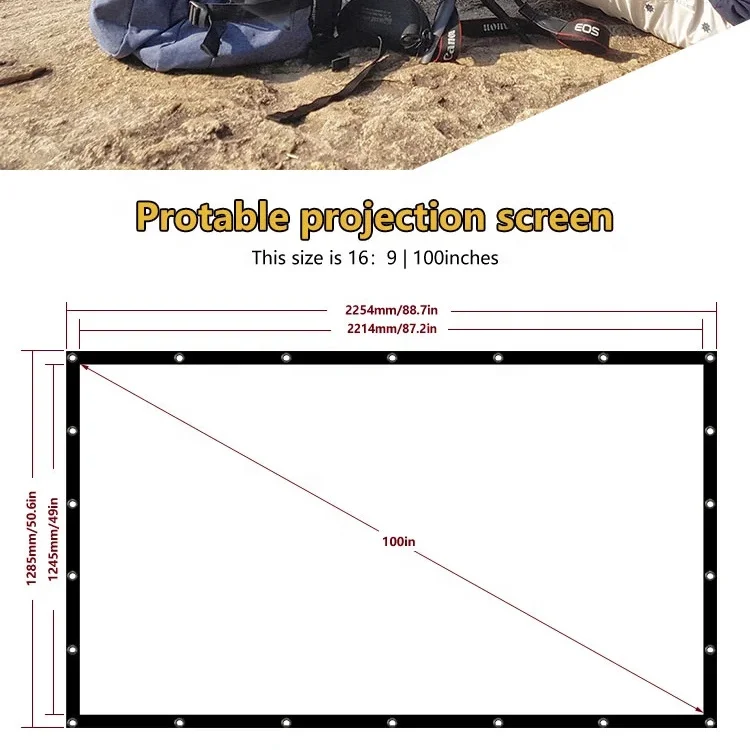 Wall Movie 4K Fixed Phone Screen Curtain Mini Projector and Screen Set for Video LED Projector