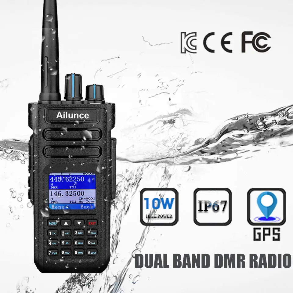 Iailunce 10 Вт GPS сканер ветчина двухстороннее радио 2900 мАч IP67 Водонепроницаемая Двухдиапазонная цифровая рация HD1
