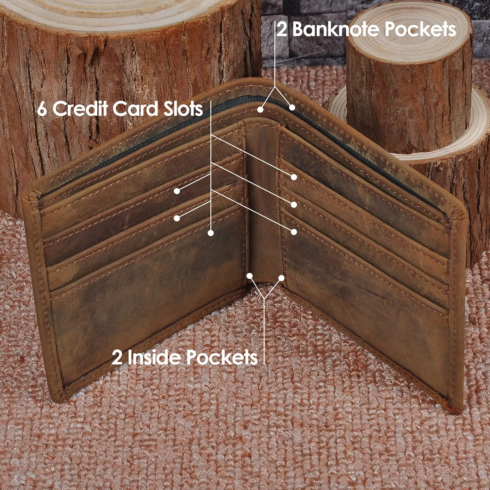 Rfid Blocking Mens Assorted Vintage Slim Bifold Genuine Leather Wallets For Men