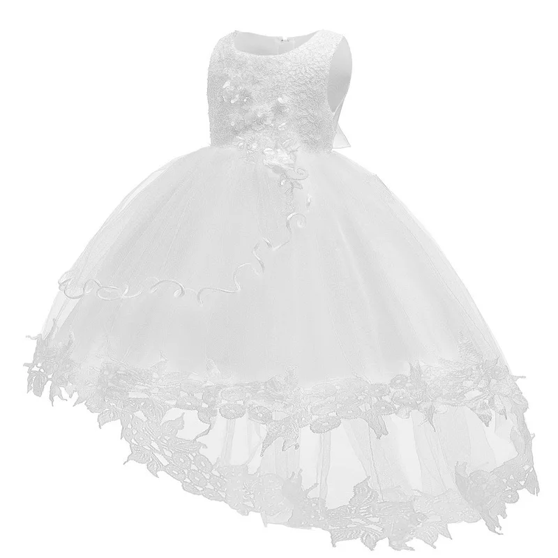 Baby Girls Ruffle Lace Embroidery Backless Bridesmaid Wedding Prom Dress Princess Dresses with Sequin