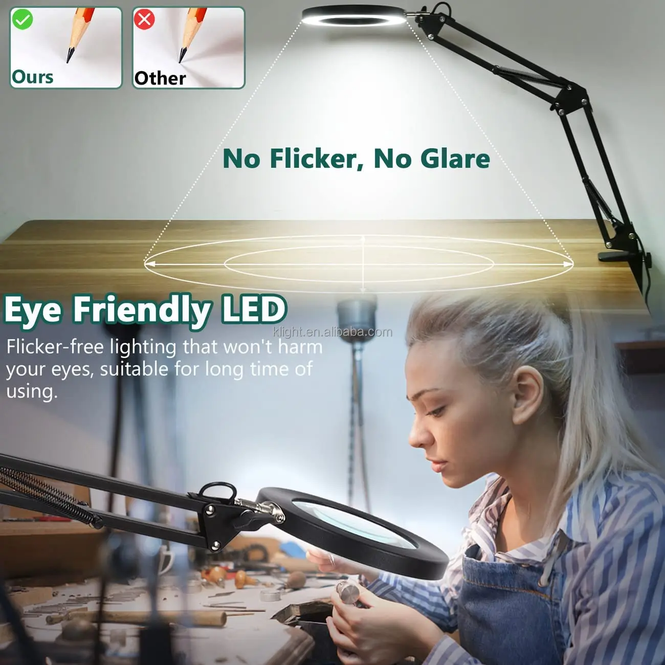 popular Swing Arm Lamp New Led Metal  magnifier desk Lamp Dimmable Bedroom Reading with Usb Plug-In Desk Lamp