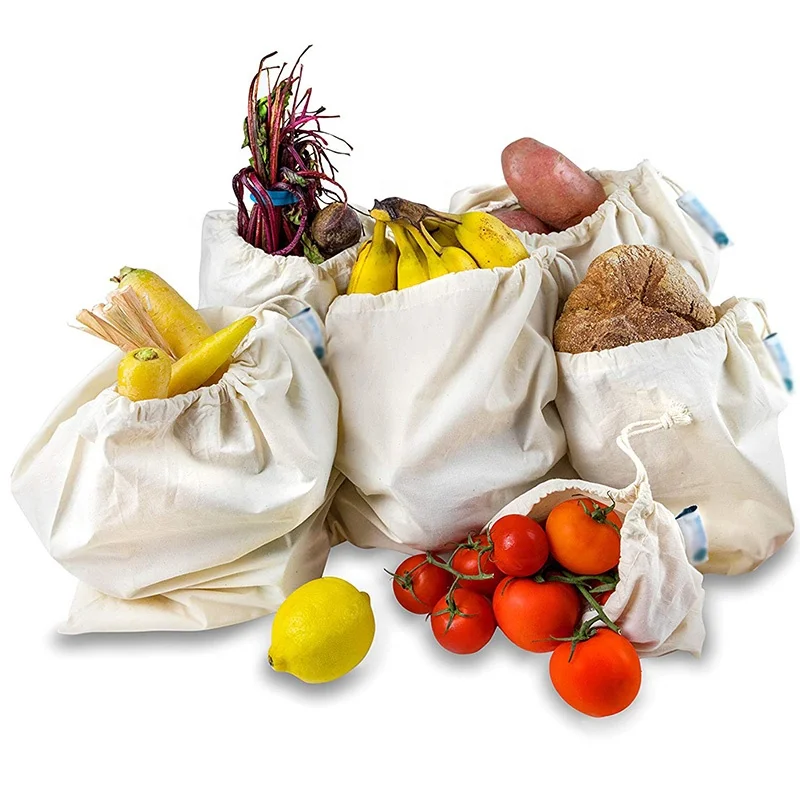 Sopurrrdy Durable Reusable Ecology Organic Cotton Muslin Produce Bags