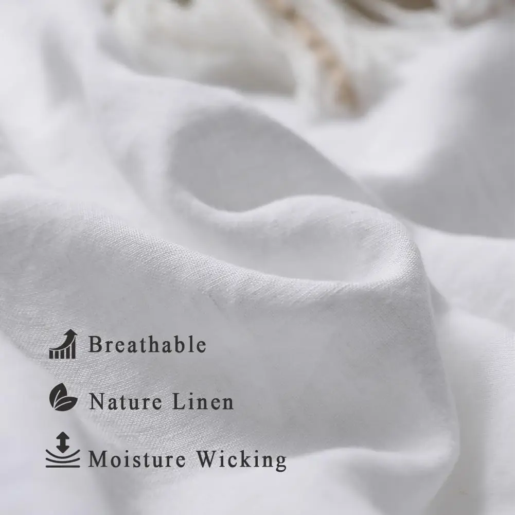 plain color wholesale luxury 100% linen cooling  3-piece queen king size support customized duvet cover set
