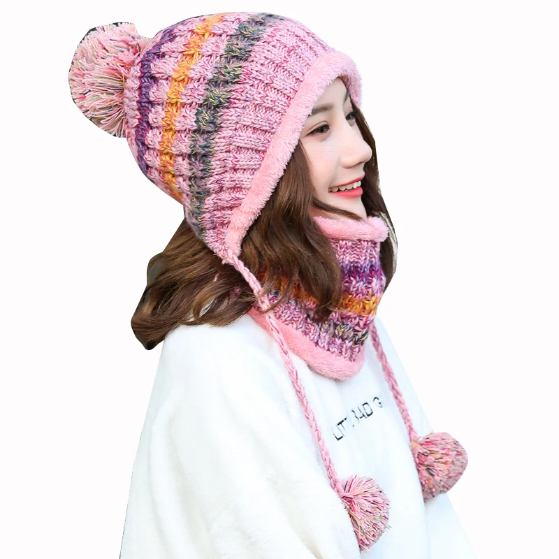 Зимние акриловые вязаные облегающие шапки для детей женская теплая вязаная облегающая шапка полосатая холодной погоды и активного