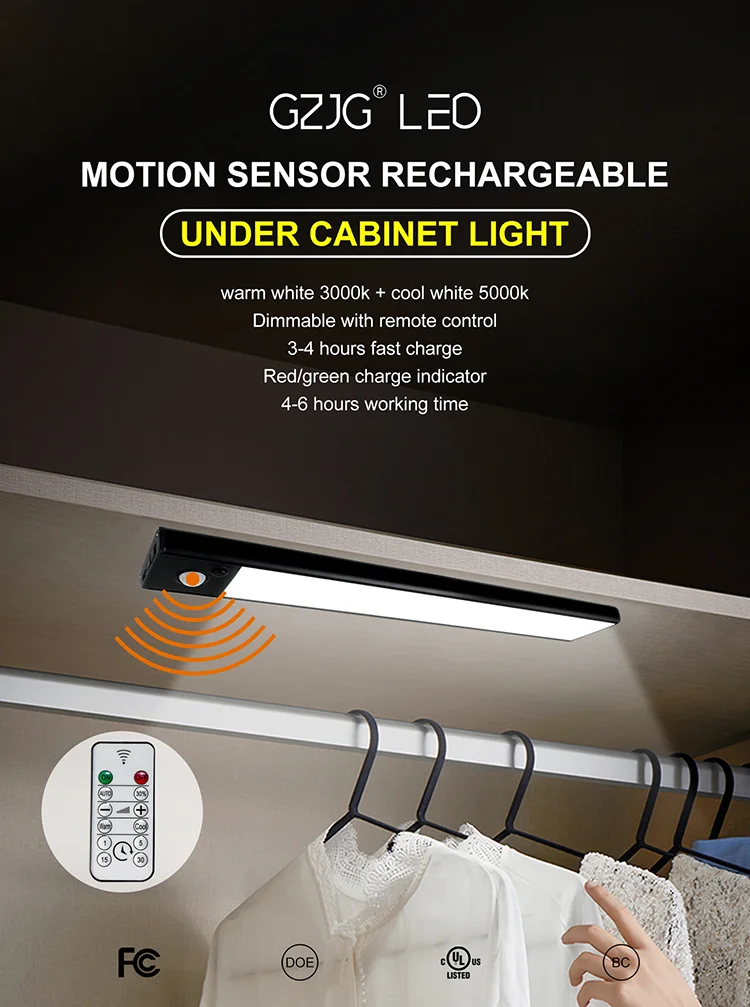 Wireless LED Closet Light Motion Sensor Kitchen Cabinet Lights Battery Powered