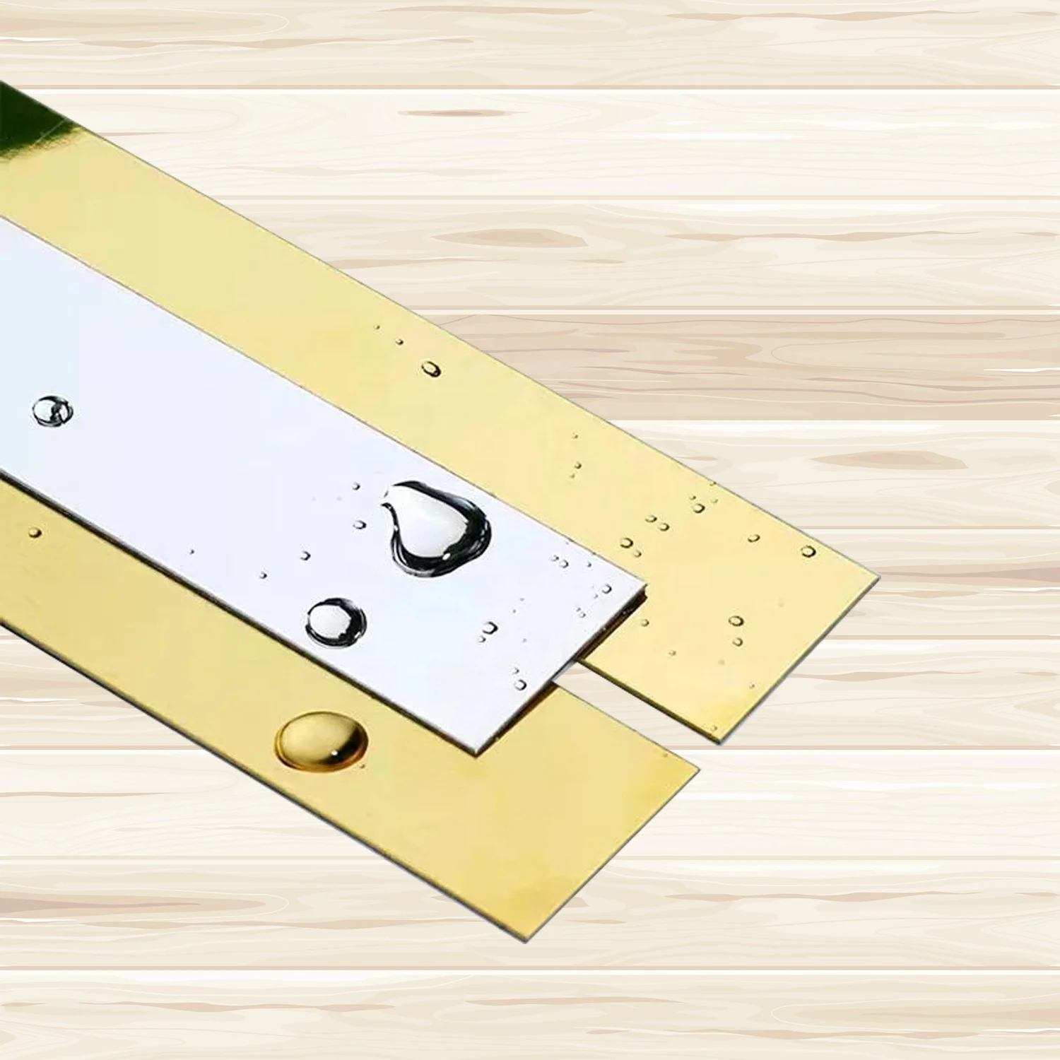 Custom Self Adhesive Brushed Stainless Steel Decorative Strips for Wood Wall Furniture Accessories Gold Edge Mirror