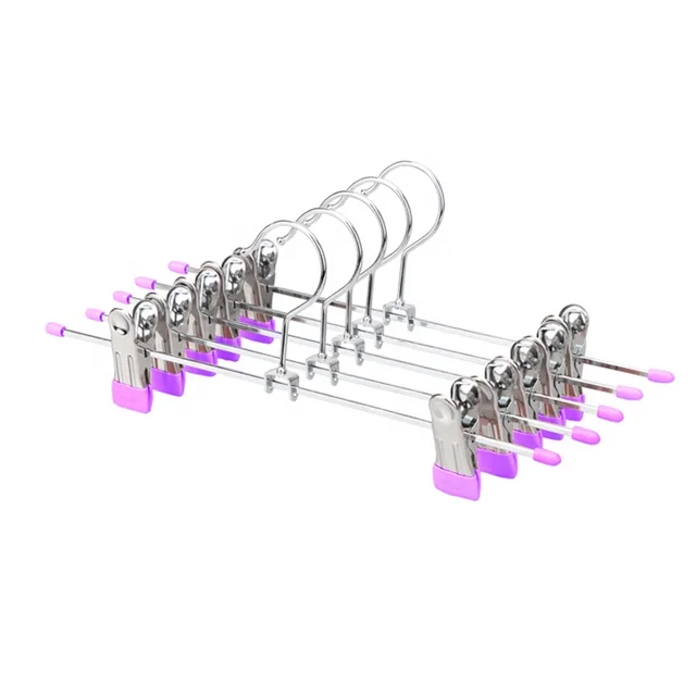 Factory direct hot sale metal clips pants hanger for sales steel metal wire clips pant hanger with PVC coated