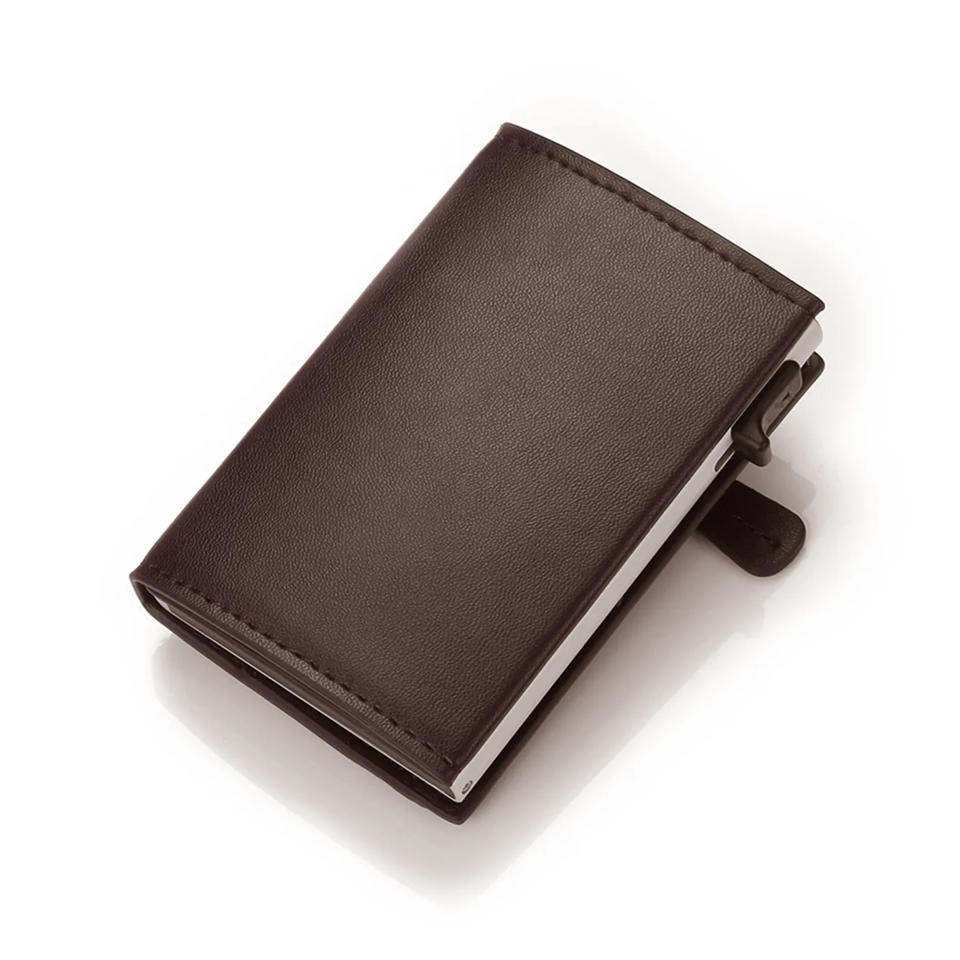 
2020 Trendy Colorful PU Leather Metal RFID Blocking Money Clip Front Pocket Card Holder 