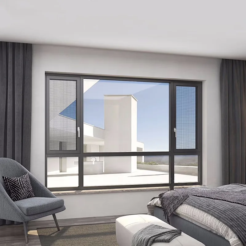 Customized Storm-proof Aluminum Alloy Windows Double Tempered Glass Inward Outward Open Casement Window for Sale