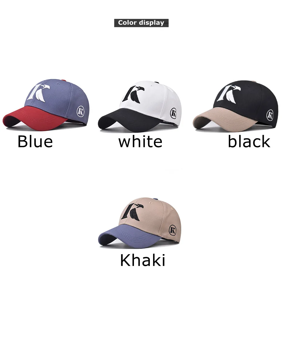 New Four Seasons two-tone  Cotton Baseball Hat for Men and Women Cotton K Letter Embroidered sport sun visor hats