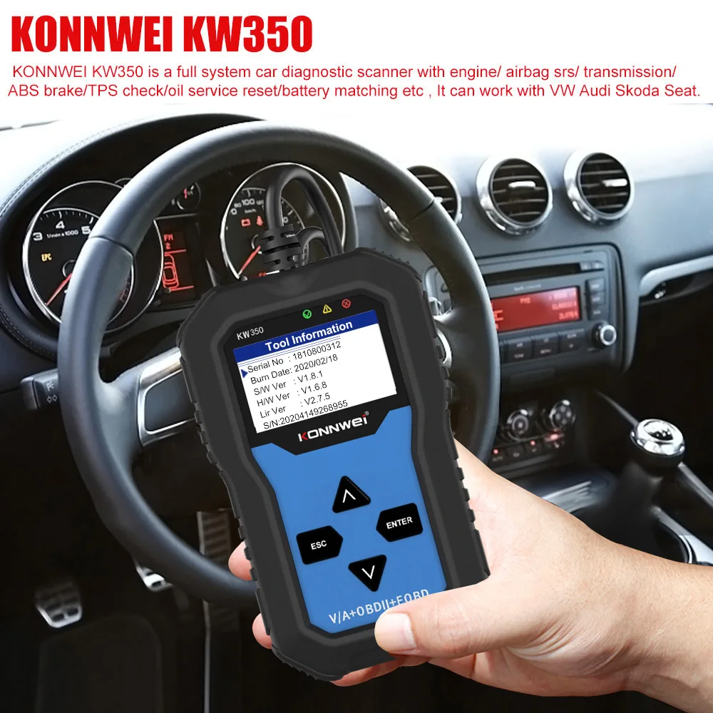 Полный диагностический сканер KONNWEI KW350 для автомобилей серии VAG считыватель кодов неисправностей OBD2 EOBD