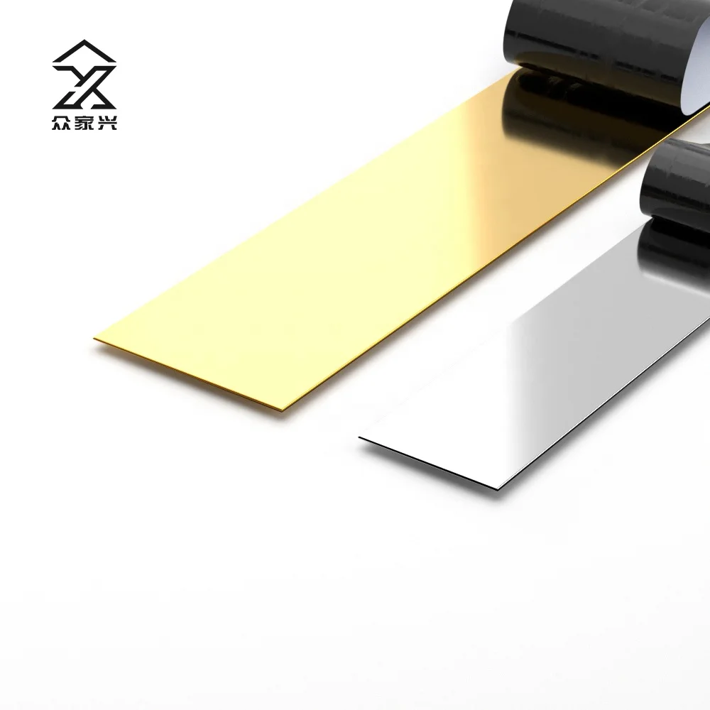 Decoration Gold Mirror Oem Backed Stainless Steel Self Adhesive Wall Flat Strip