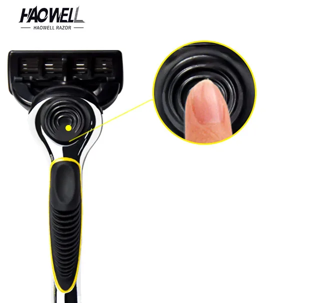 HAOWELL Low MOQ system five 5 blade shaving razor blade with metal handle OEM blister card packing