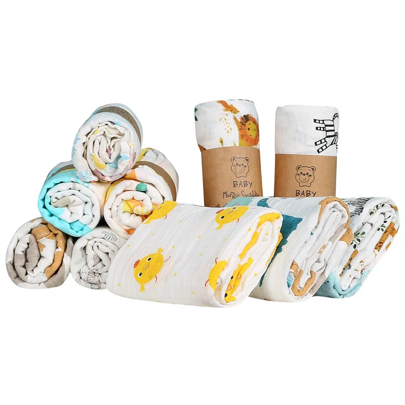 Oeko tex cheap organic bamboo cotton animal elephant baby wrap towels 6 layer muslin swaddle blankets for babies