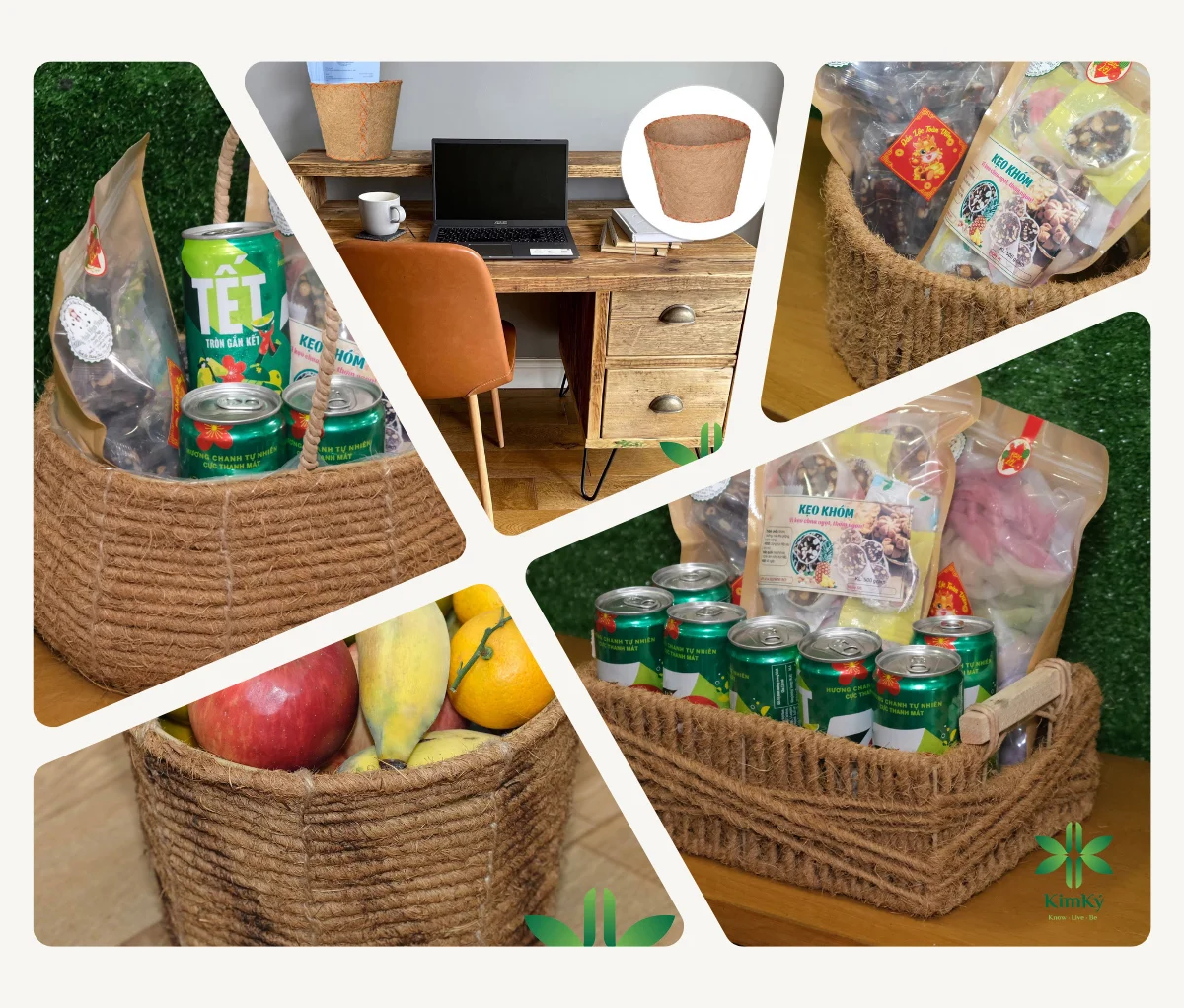 QUALITY NATURAL PRODUCTS SUITABLE FOR YOUR HOME COCONUT WICKER FLOWER/STORAGE BASKET FOR FLOWER DRY FOOD FRUIT FROM VIETNAM 2024