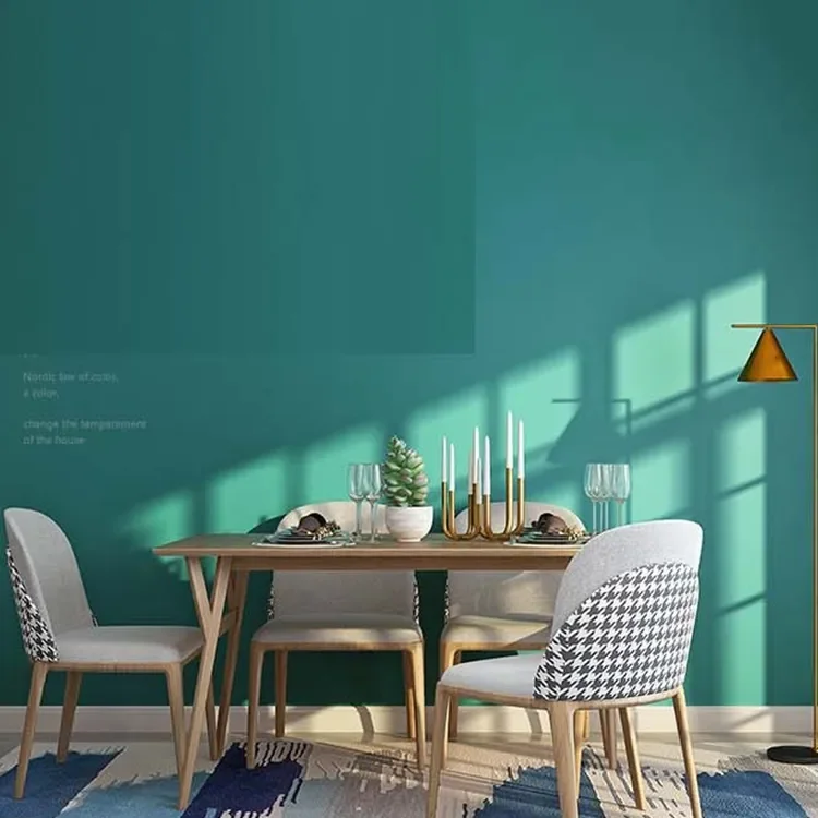 Hot sale waterproof and antifouling peacock blue and green pure pigment non-woven wallpaper roll