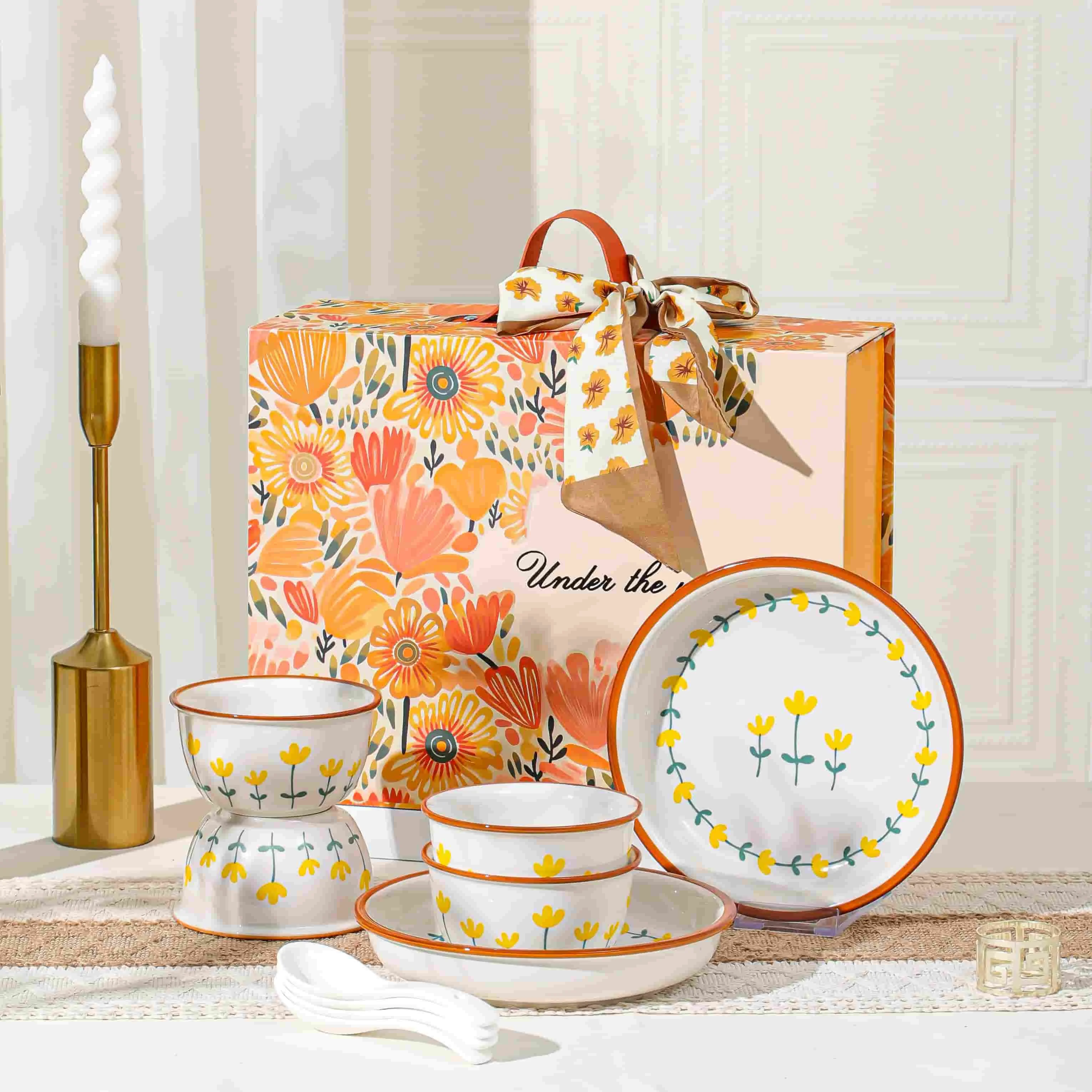 China In Stock Cheap Wedding Present Wholesale Ceramic Porcelain Bowl Dish Spoon Plate Tableware Dinnerware Set With Color Box