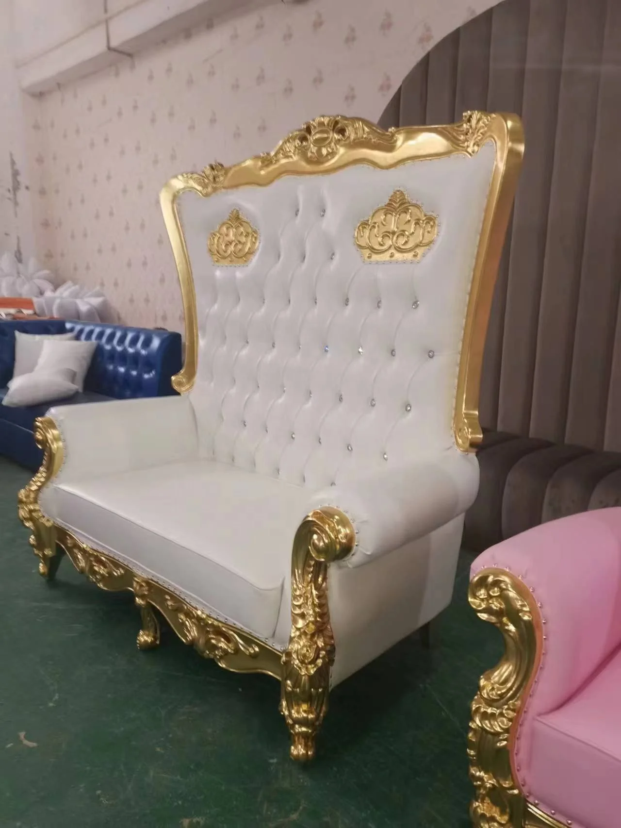 wedding decoration high back wholesale throne wedding king&queen sofa loveseat luxury royal chair