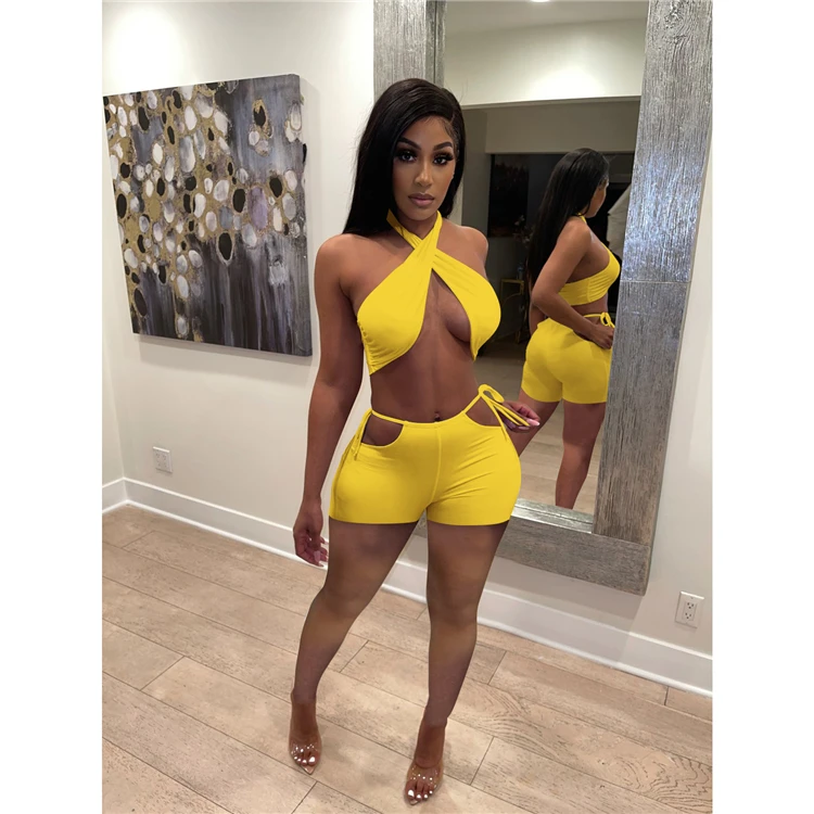 New Arrival MISSMOEN Halter Summer Sexy Ensembles de femmes Women Clothes 2021 Women 2 Piece Set Two Piece Set