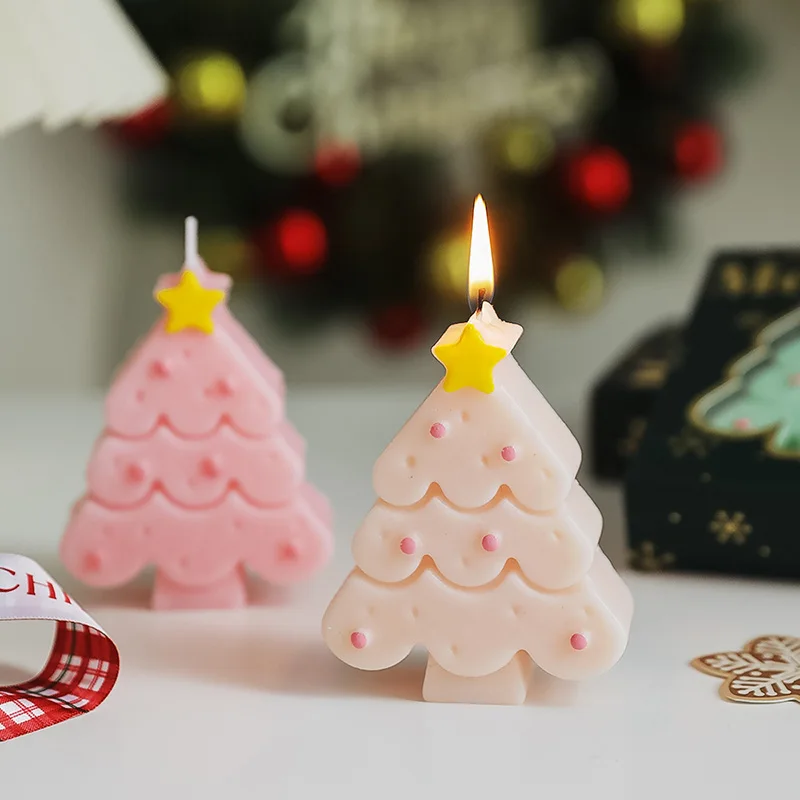 christmas tree shape scented candle for christmas decorations gifts candle with packaging boxes