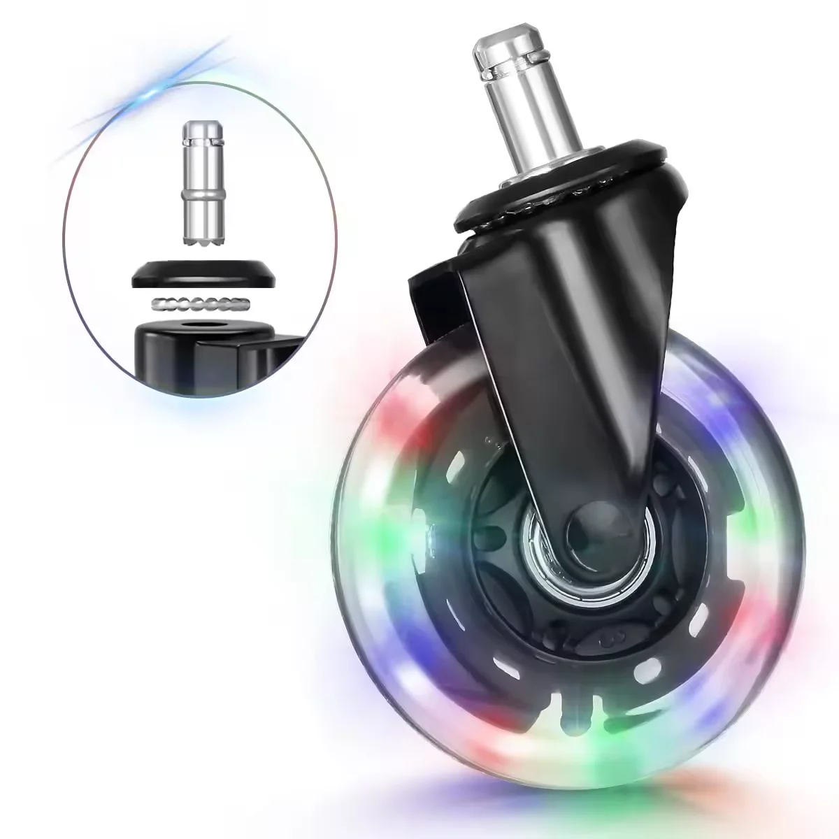 Кресло офисное с разноцветными лампами RGB 3-дюймовые Сменные ролики для игровых стульев двумя шарикоподшипниками прозрачные колеса