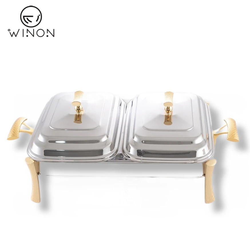 New Catering Party Home Kitchen Restaurant Equipment Rectangle Food Warmer  Stove Stainless Steel Chafing Dishes Buffet Set