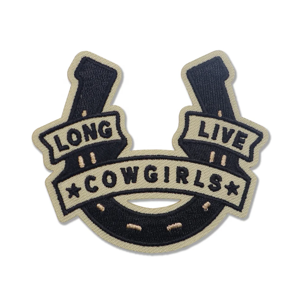 Embroidery Custom Western Logo Horseshoe Hat Patch Adhesive Embroidered Iron On Cowgirl Hats Patches Wholesale
