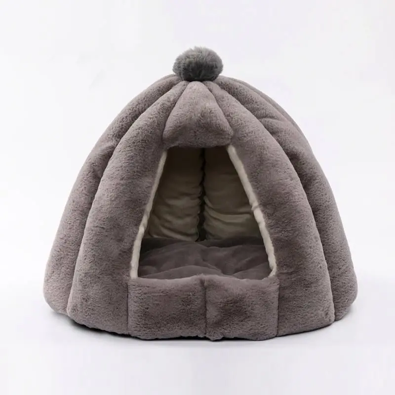 Amazon Hot Selling Manufacturer Soft Plush Round Faux Fur Heated Pet Dog Cat Bed
